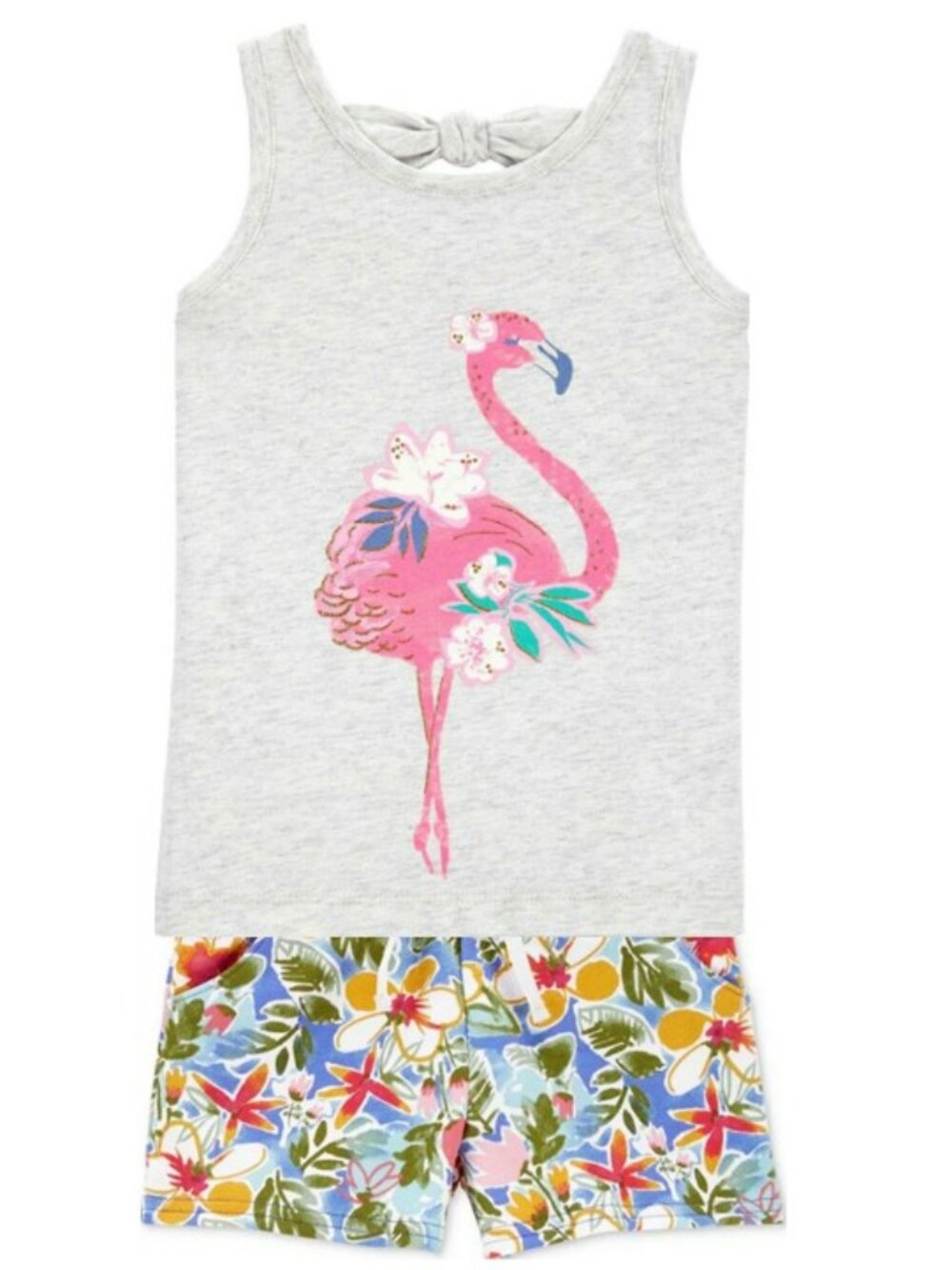 NWT. CARTER'S Toddler Girls Flamingo Sleeveless Top & Shorts 2-Pc Set
